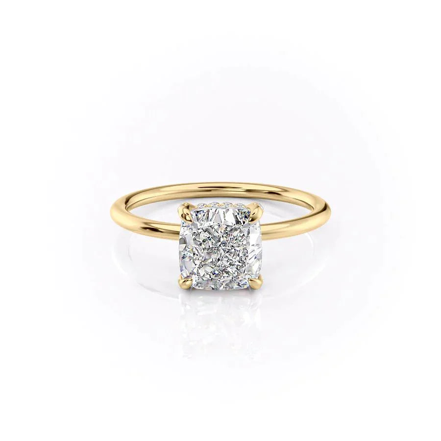 1.50CT Cushion Lab Grown E/VS2 Hidden Halo Diamond Engagement Ring