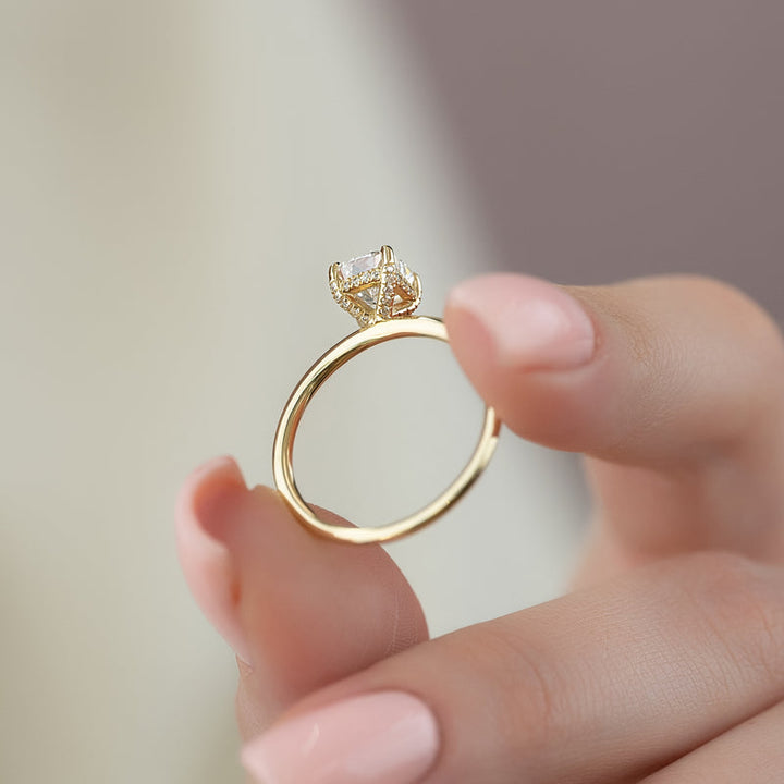 1.50CT Cushion Lab Grown E/VS2 Hidden Halo Diamond Engagement Ring