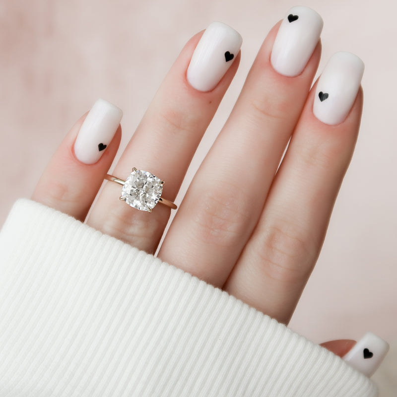1.50CT Cushion Lab Grown E/VS2 Hidden Halo Diamond Engagement Ring