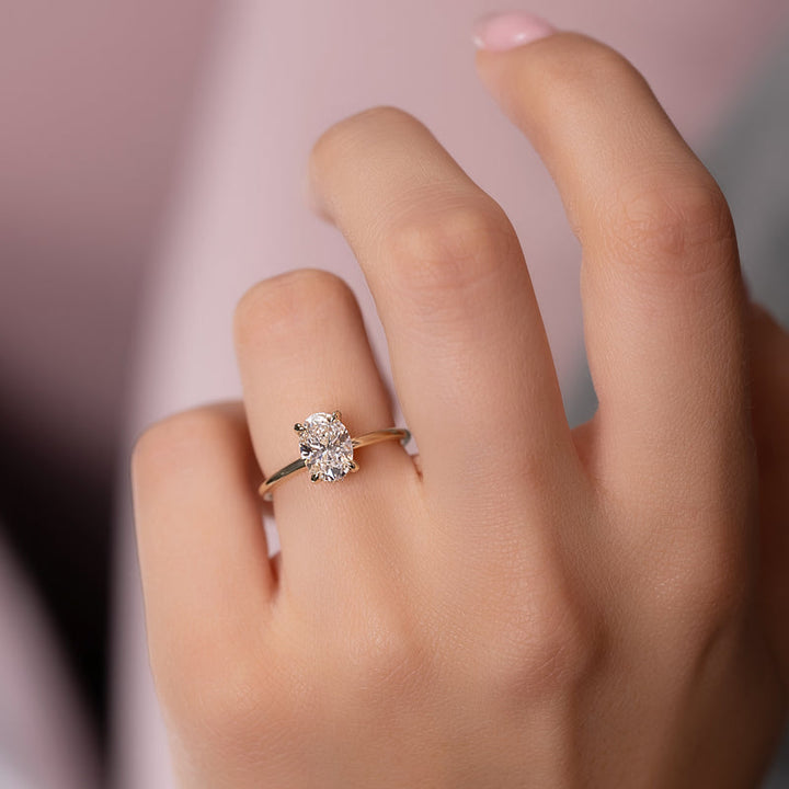 3.0CT Oval Lab Grown F/VS2 Diamond Solitaire Engagement Ring