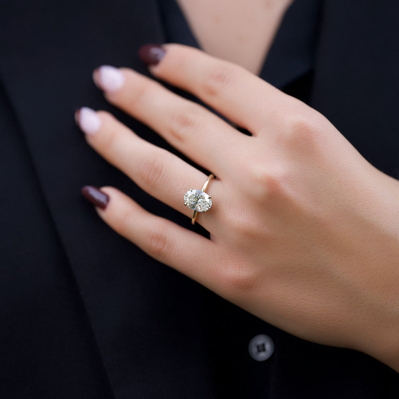 3.0CT Oval Lab Grown F/VS2 Diamond Solitaire Engagement Ring