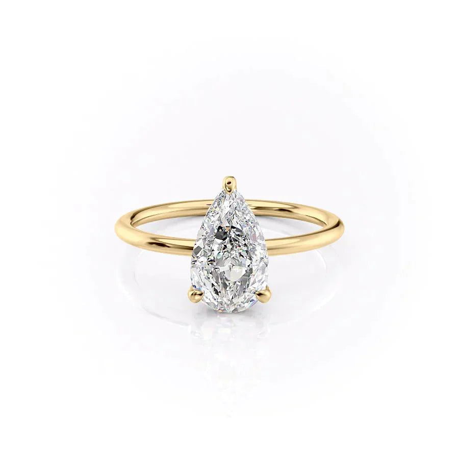 2.50CT Pear Lab Grown E/VVS1 Hidden Halo Diamond Engagement Ring