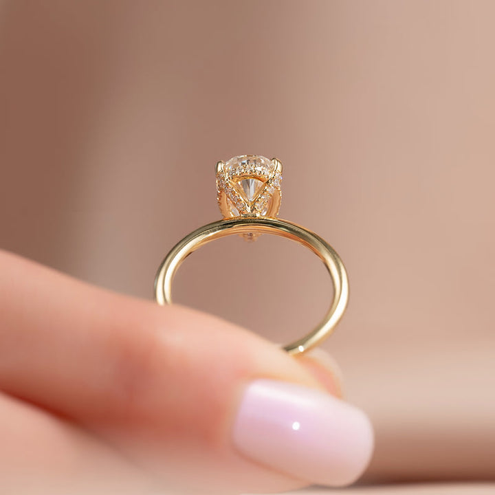 2.50CT Pear Lab Grown E/VVS1 Hidden Halo Diamond Engagement Ring