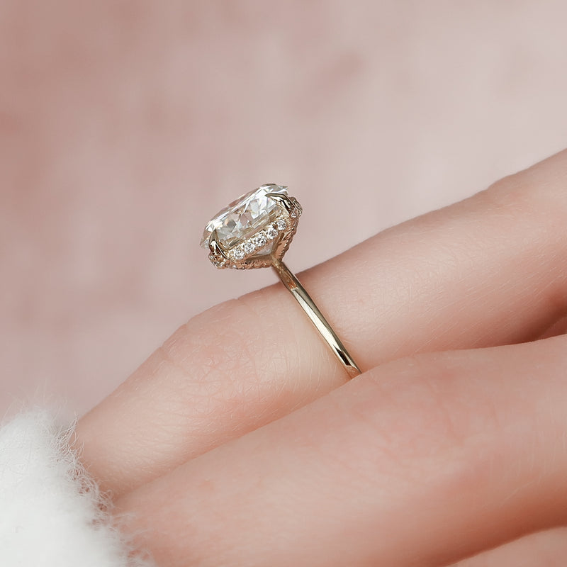 2.0CT Round Lab Grown D/VS1 Diamond Hidden Halo Engagement Ring
