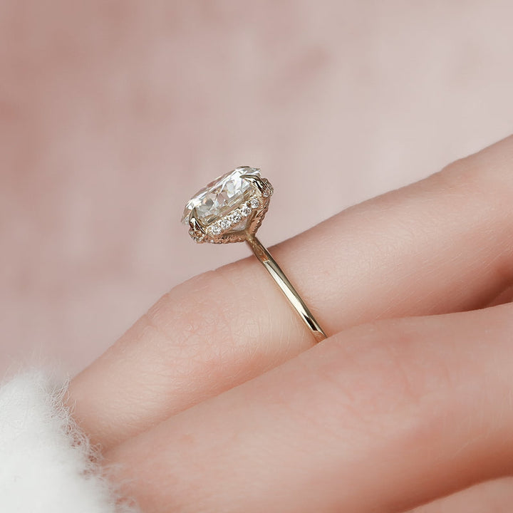 2.0CT Round Lab Grown D/VS1 Diamond Hidden Halo Engagement Ring