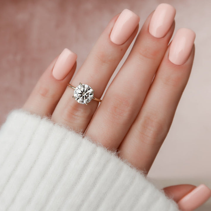 2.0CT Round Lab Grown D/VS1 Diamond Hidden Halo Engagement Ring