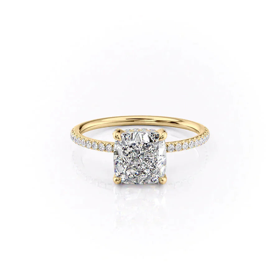 2.0CT Cushion Lab Grown F/VVS2 Diamond Hidden Halo Engagement Ring