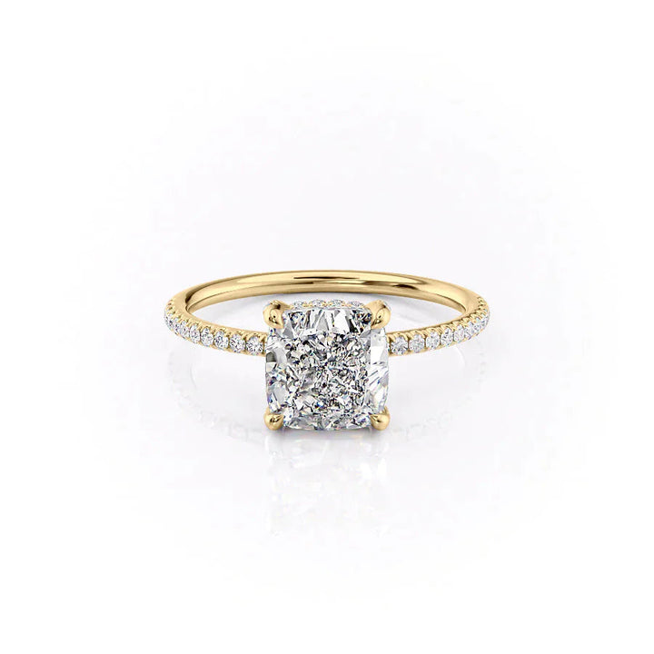 2.0CT Cushion Lab Grown F/VVS2 Diamond Hidden Halo Engagement Ring