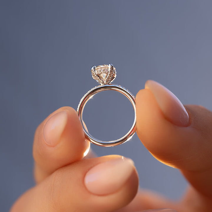 2.50CT Round Hidden Halo Lab Grown E/VVS2 Diamond Engagement Ring