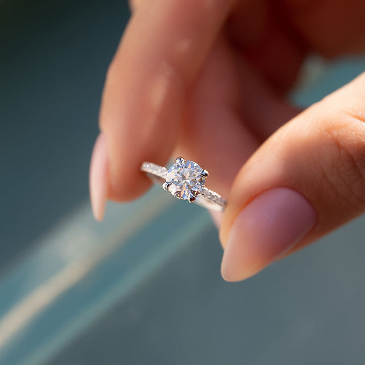 2.50CT Round Hidden Halo Lab Grown E/VVS2 Diamond Engagement Ring