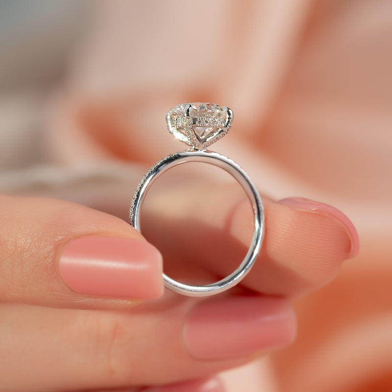 2.50CT Round Hidden Halo Lab Grown E/VVS2 Diamond Engagement Ring