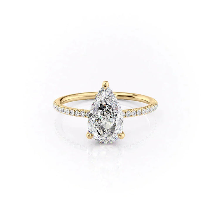 3.0CT Pear Lab Grown E/VS1 Hidden Halo Diamond Engagement Ring