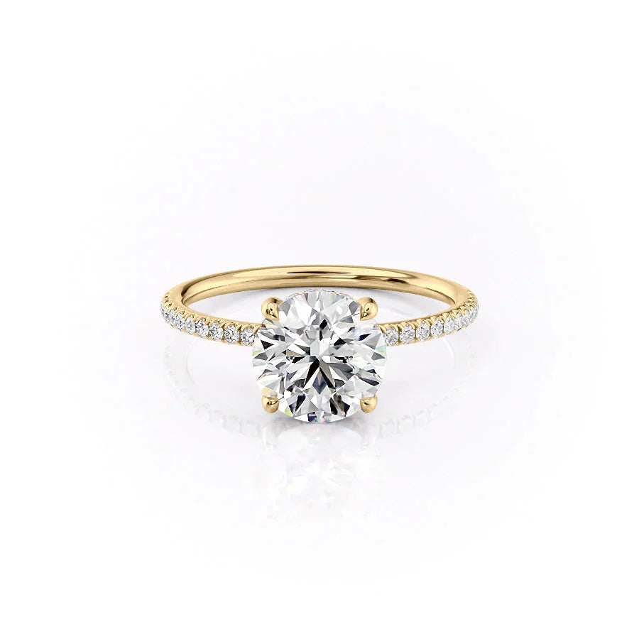 2.50CT Round Hidden Halo Lab Grown E/VVS2 Diamond Engagement Ring