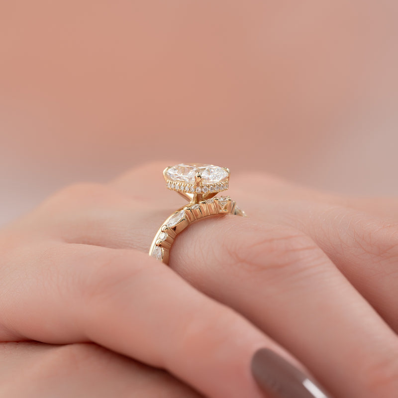3.50CT Elongated Cushion Lab Grown F/VS1 Hidden Halo Diamond Engagement Ring