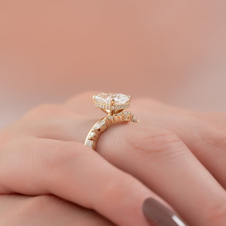 3.50CT Elongated Cushion Lab Grown F/VS1 Hidden Halo Diamond Engagement Ring