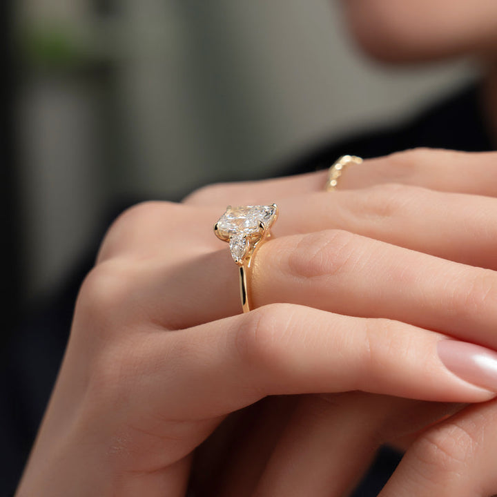 4.0CT Cushion Lab Grown E/VS1 Three Stone Diamond Engagement Ring