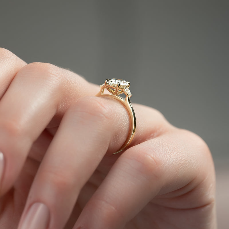 3.50CT Oval Lab Grown E/VVS2 Diamond Three Stone Engagement Ring
