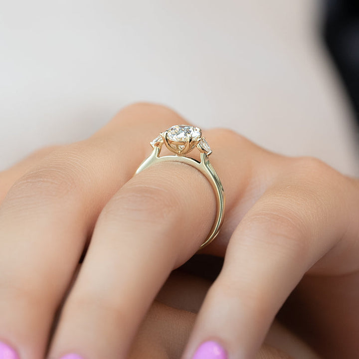 3.50CT Oval Lab Grown E/VVS2 Diamond Three Stone Engagement Ring