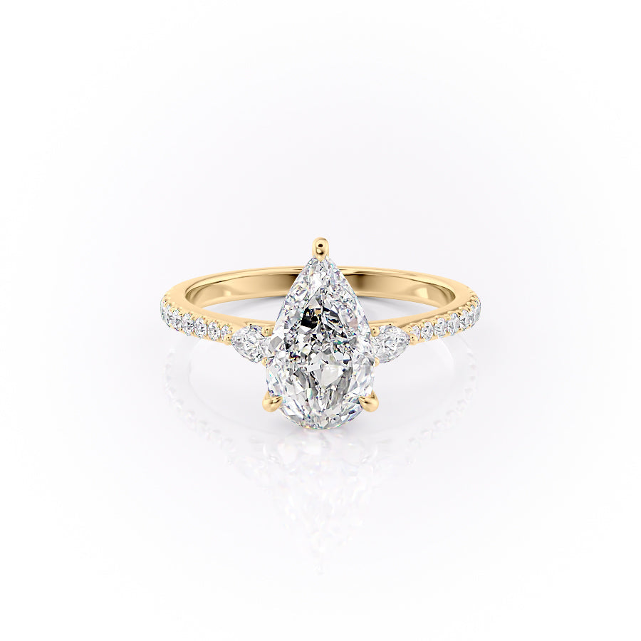2.0CT Pear Lab Grown E/VVS1 Three Stone Diamond Engagement Ring