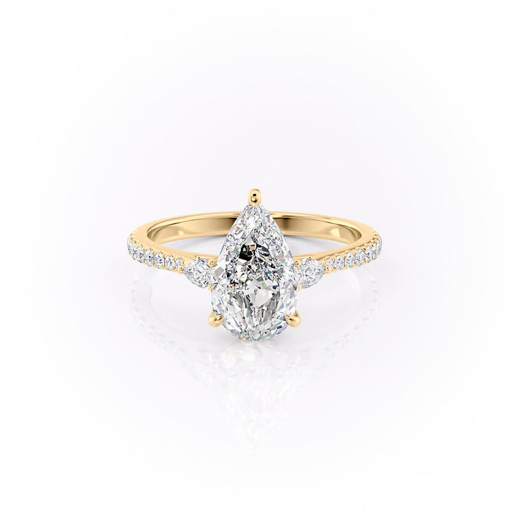 2.0CT Pear Lab Grown E/VVS1 Three Stone Diamond Engagement Ring