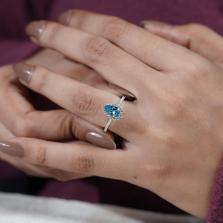 Modern Blue Pear Halo Style23. Blue Pear Diamond Rose Gold Ring24. Unique Pear Halo Ring Goals
