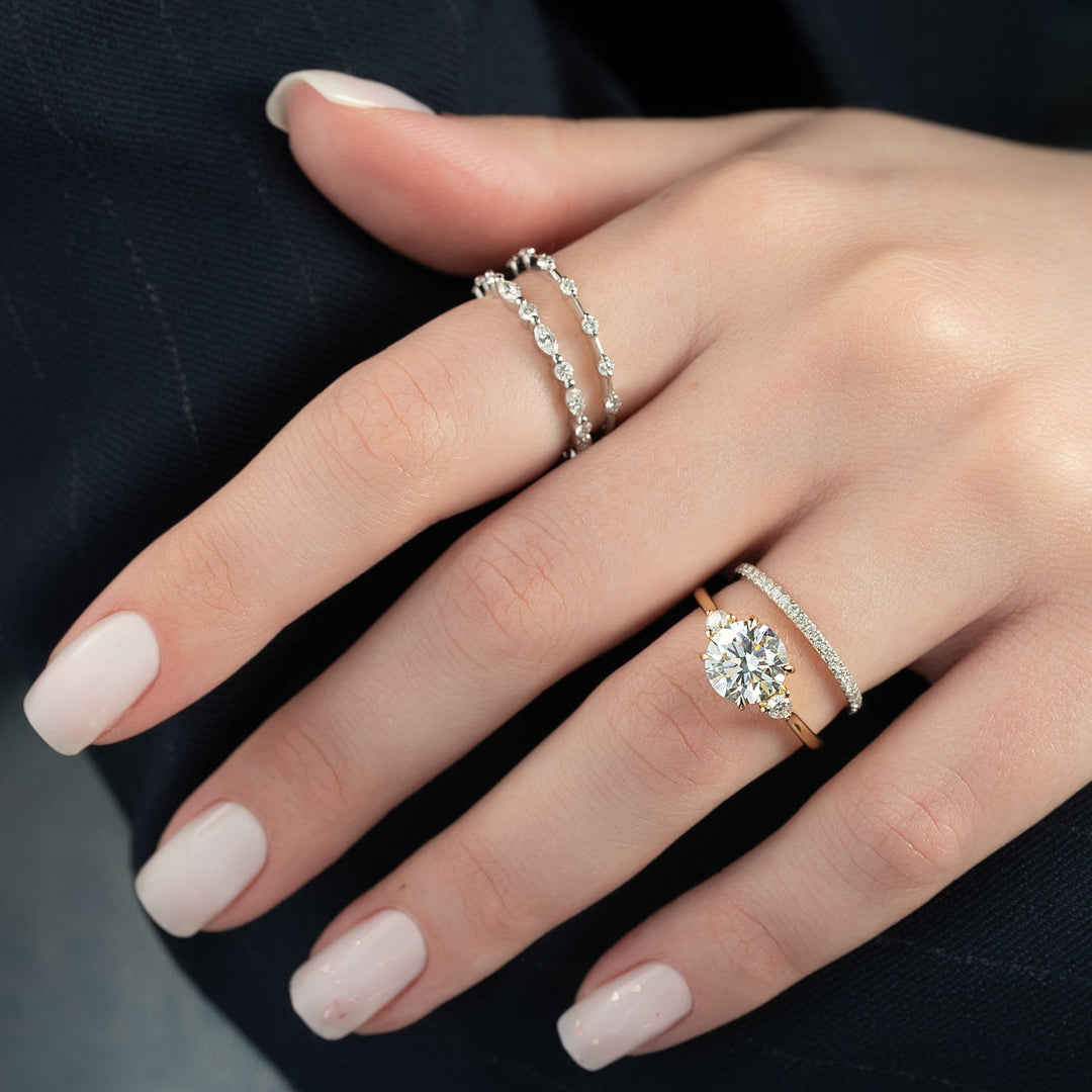 2.0CT Round Lab Grown F/VVS2 Diamond Three Stone Engagement Ring