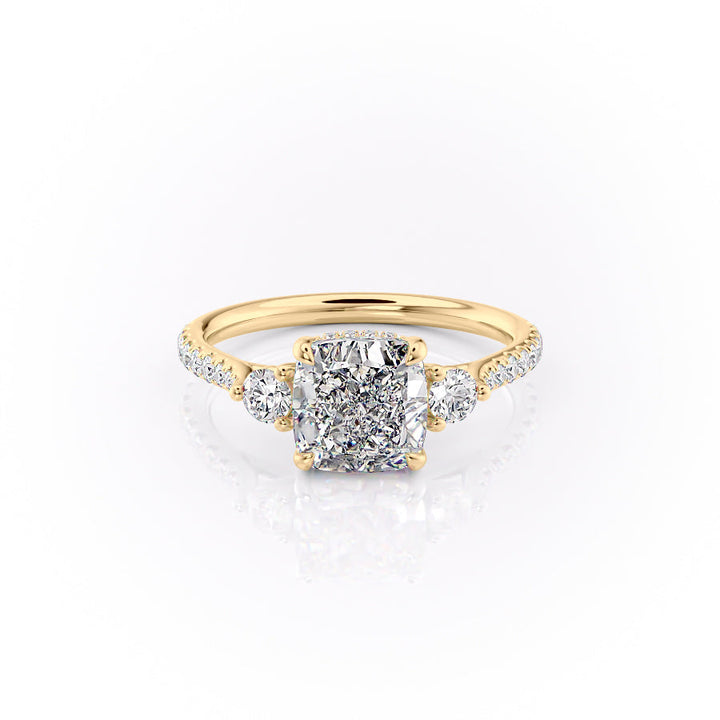 2.0CT Cushion Lab Grown E/VS2 Diamond Three Stone Engagement Ring