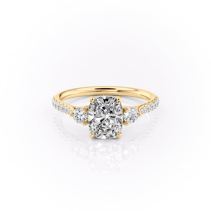 2.50CT Cushion Lab Grown E/VVS2 Diamond Three Stone Engagement Ring