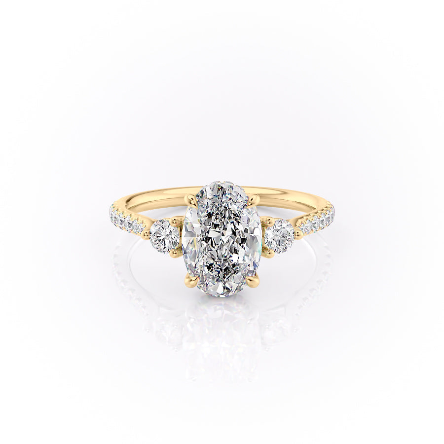 2.50CT Oval Lab Grown E/VVS1 Diamond Three Stone Engagement Ring