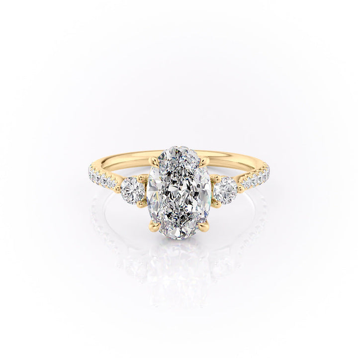 2.50CT Oval Lab Grown E/VVS1 Diamond Three Stone Engagement Ring