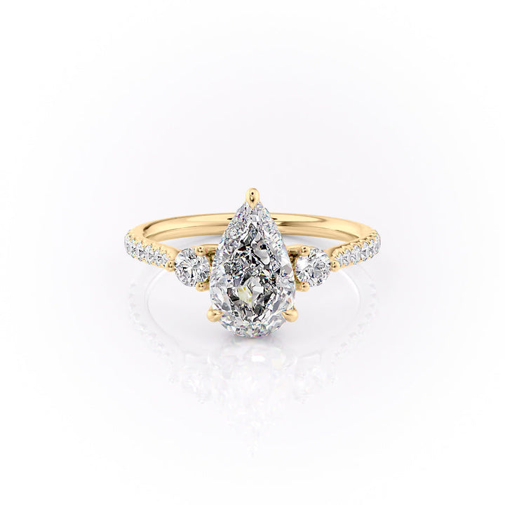3.0CT Pear Lab Grown E/VVS1 Diamond Three Stone Engagement Ring