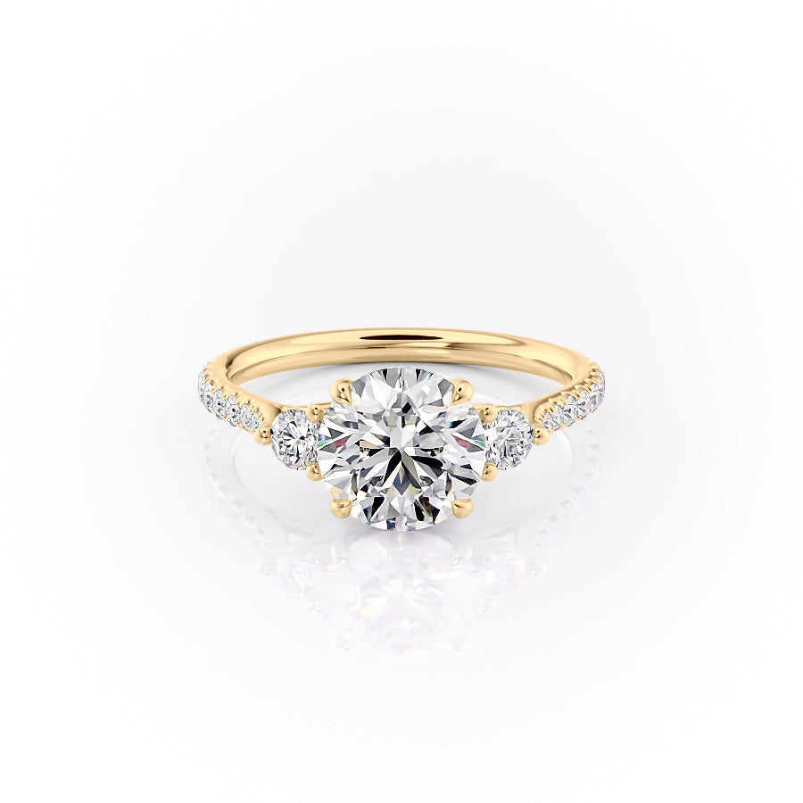 2.0CT Round Lab Grown F/VVS1 Three Stone Diamond Pave Engagement Ring
