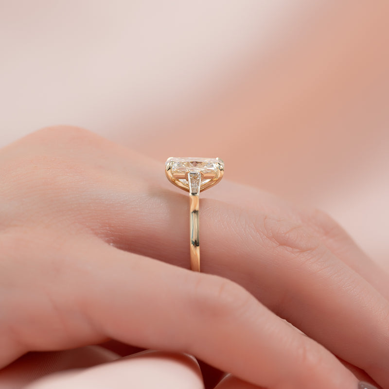 4.50CT Cushion Lab Grown E/VVS1 Diamond Three Stone Engagement Ring