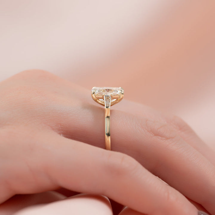 4.50CT Cushion Lab Grown E/VVS1 Diamond Three Stone Engagement Ring