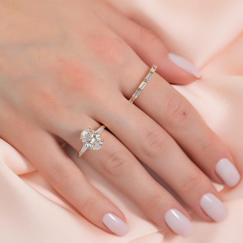 3.50CT Oval Lab Grown E/VS1 Three Stone Diamond Engagement Ring