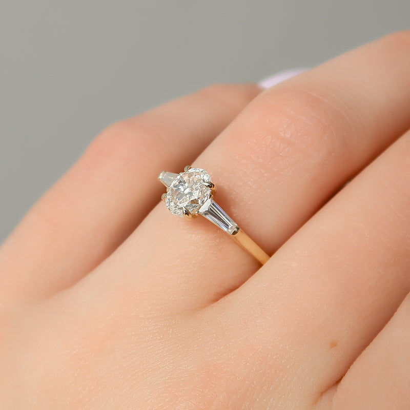 3.50CT Oval Lab Grown E/VS1 Three Stone Diamond Engagement Ring