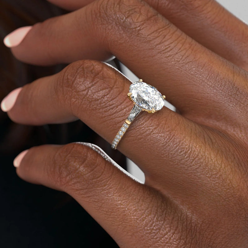 1.50CT Oval Lab Grown E/VVS2 Three Stone Diamond Engagement Ring