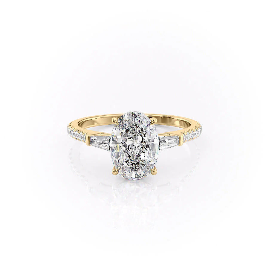 1.50CT Oval Lab Grown E/VVS2 Three Stone Diamond Engagement Ring