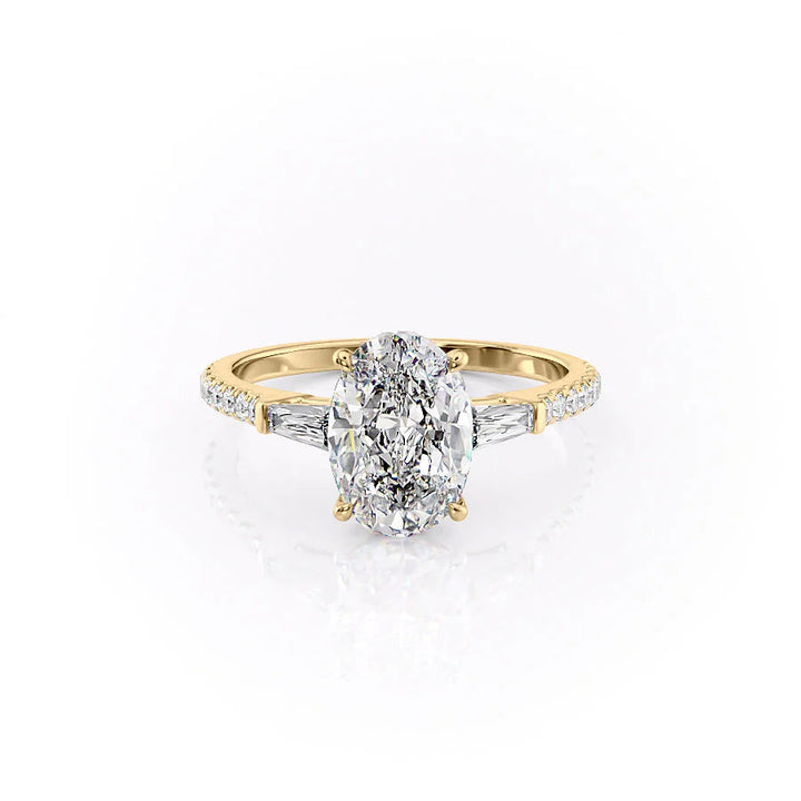1.50CT Oval Lab Grown E/VVS2 Three Stone Diamond Engagement Ring