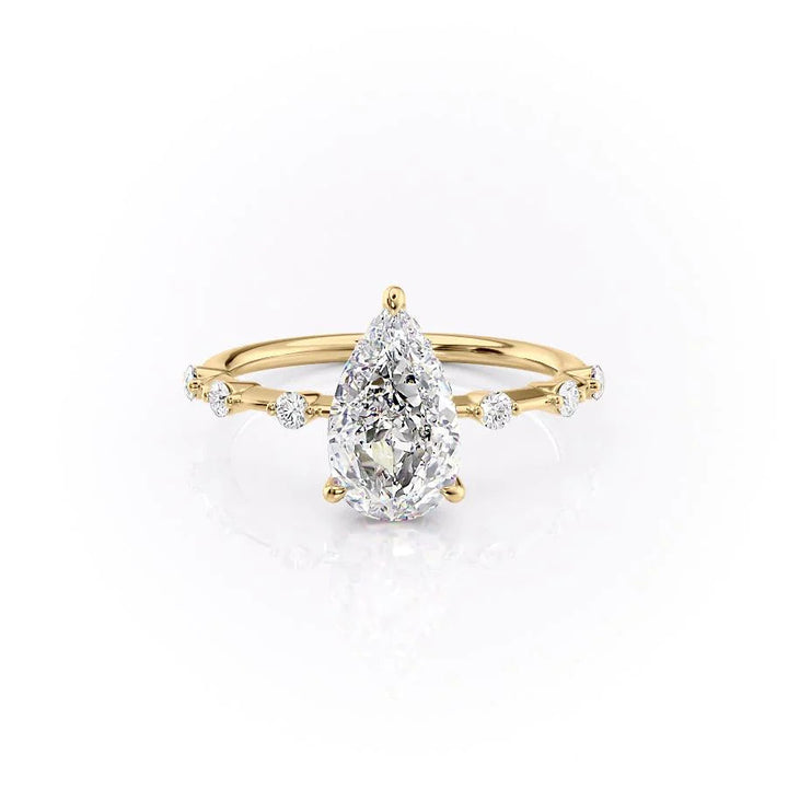 3.50CT Pear Lab Grown F/VS2 Diamond Distance Pave Engagement Ring