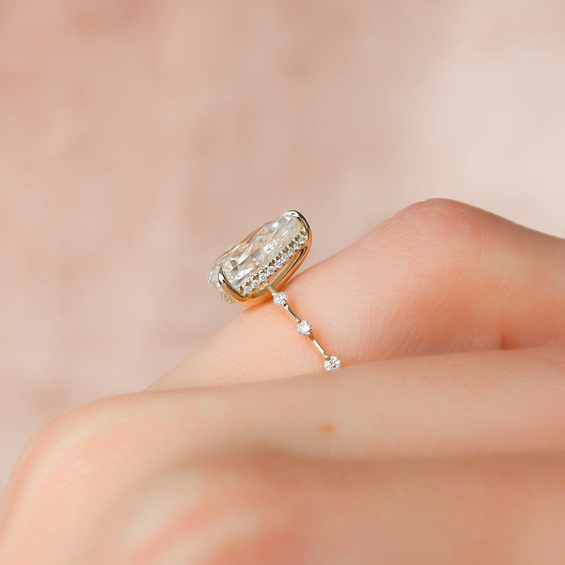 3.50CT Pear Lab Grown F/VS2 Diamond Distance Pave Engagement Ring