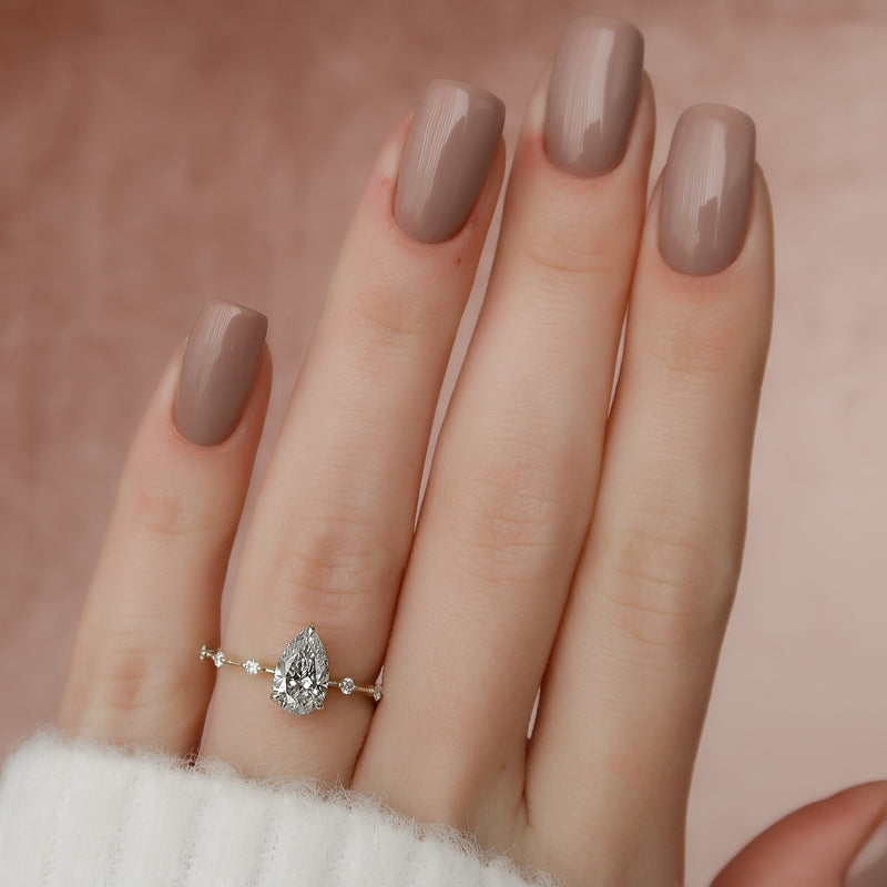 3.50CT Pear Lab Grown F/VS2 Diamond Distance Pave Engagement Ring