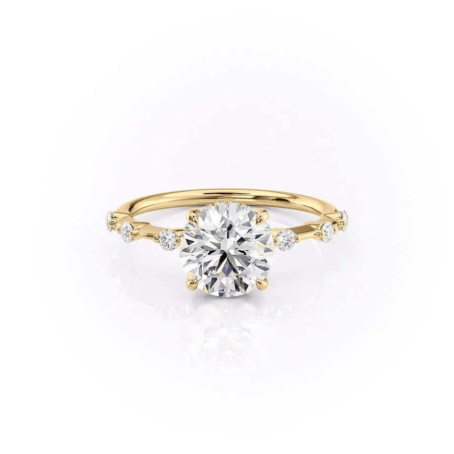 3.0CT Round Lab Grown E/VS1 Diamond Distance Pave Engagement Ring