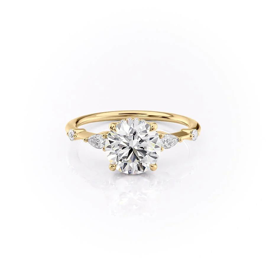 1.50CT Round Lab Grown F/VS2 Diamond Side Stone Engagement Ring