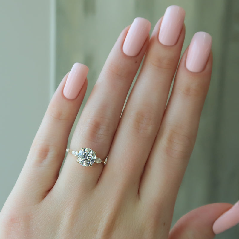 1.50CT Round Lab Grown F/VS2 Diamond Side Stone Engagement Ring
