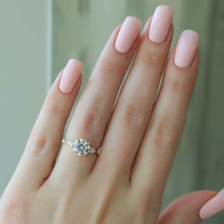 1.50CT Round Lab Grown F/VS2 Diamond Side Stone Engagement Ring