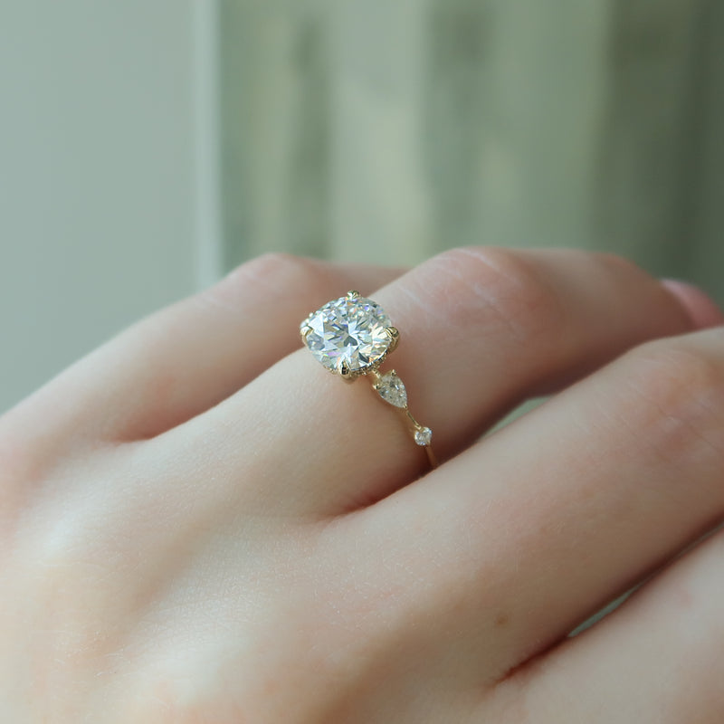 1.50CT Round Lab Grown F/VS2 Diamond Side Stone Engagement Ring