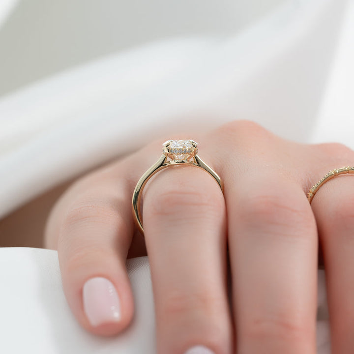 4.0CT Oval Lab Grown E/VS1 Hidden Halo Diamond Engagement Ring