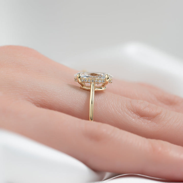 4.0CT Oval Lab Grown E/VS1 Hidden Halo Diamond Engagement Ring