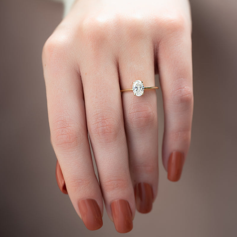 4.0CT Oval Lab Grown E/VS1 Hidden Halo Diamond Engagement Ring